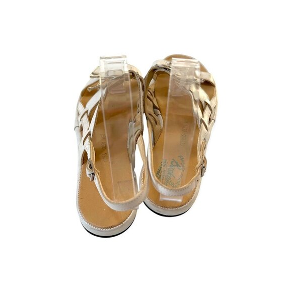 Vintage 1950s Buskens Leather Strappy Sandals White Buckle Gladiator Style 8.5N - Picture 6 of 10